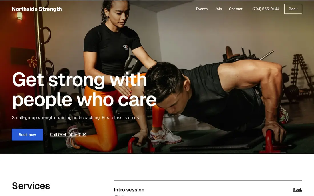 Northside Strength, a demo site on a laptop and a phone