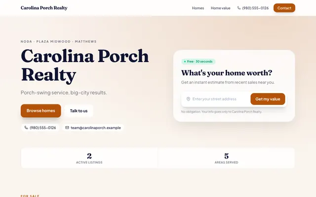 Carolina Porch, a real estate agent site