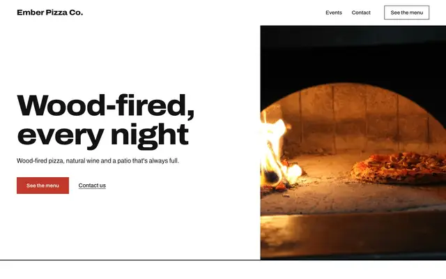 Ember, a pizzeria site