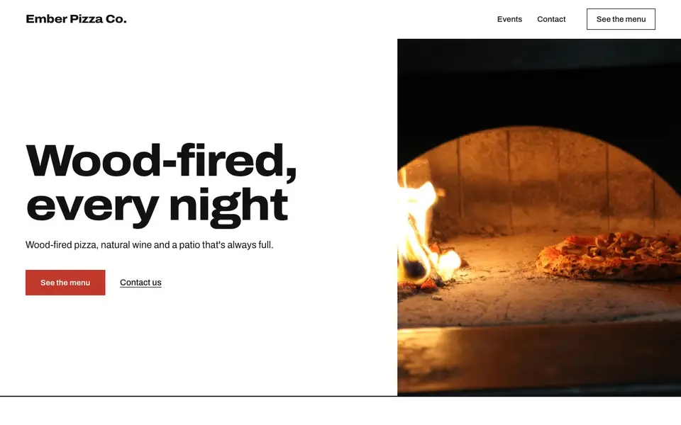 The Ember template's homepage