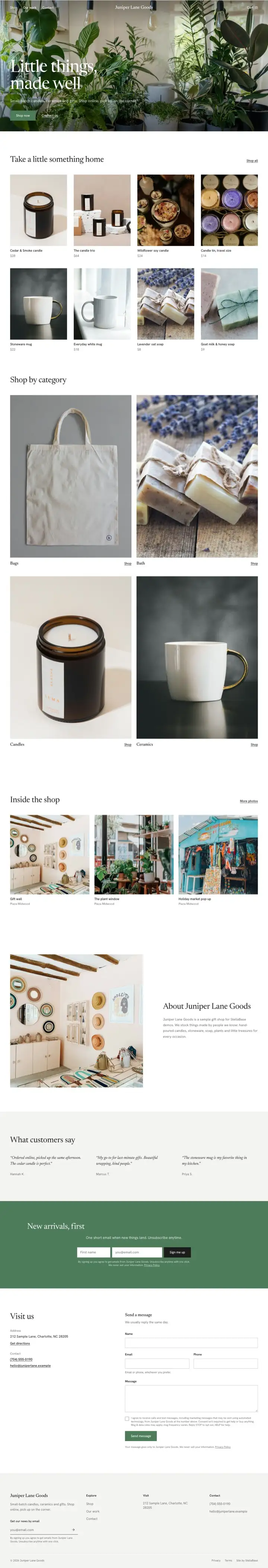 Juniper template: gift shop demo site