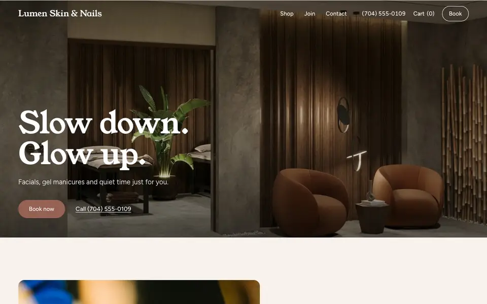 The Lumen template's homepage